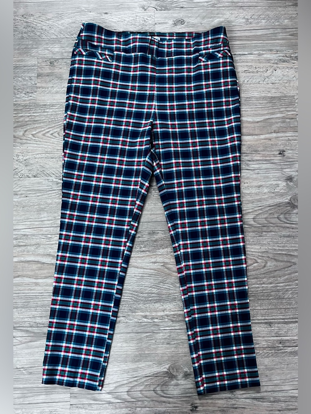 Kim Rogers Plaid Millennium Pants 18W Holiday Tartan Tummy Control Stretch